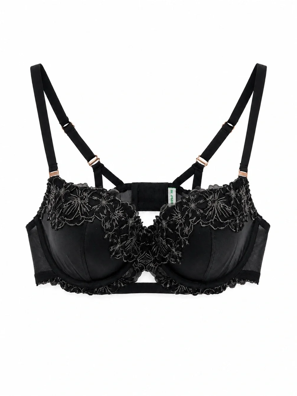 Aerie Black Floral Lace Balconette Bra 34D